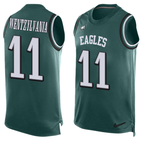 Men's Limited Carson Wentz Nike Jersey Midnight Green - #11 Wentzylvania Player Name & Number Tank Top NFL Philadelphia Eagles